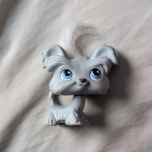 Littlest Pet Shop #227 Grey Shi Tzu Dog LPS Hair Brushable Toy Y2K Vintage